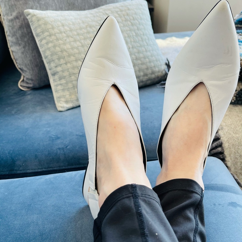 Via Spiga White Leather Slingback Shoes